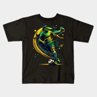 Brazil Soccer Quality Art Design Kids T-Shirt